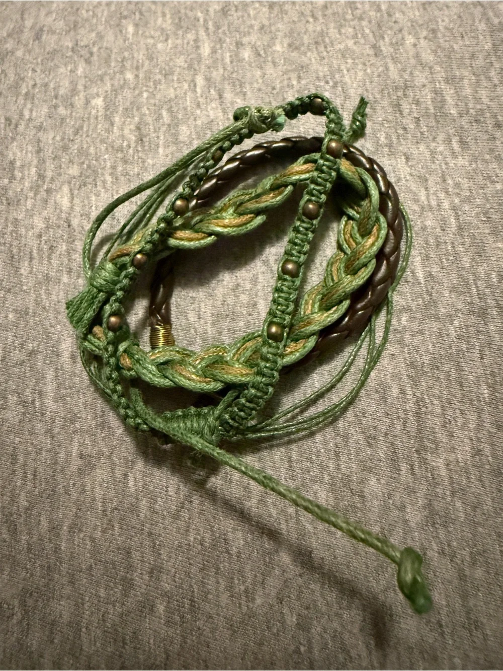 Green Braided Multi-Strand Bracelet